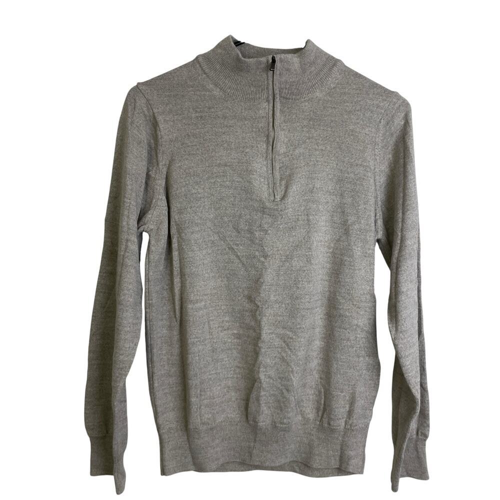Elleme Made In Italy Sweater Womens S/M Greige Pullover 1/4 Zip Long Sleeve Knit